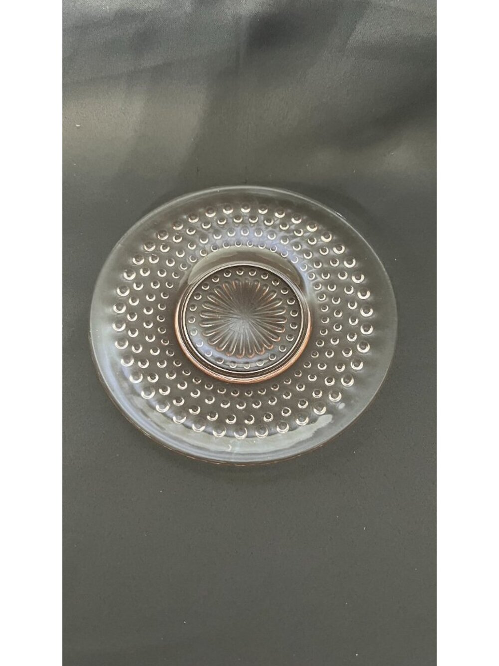 Vintage Pink Imperial Iridescent Carnival Glass Plate With Hobnail Design